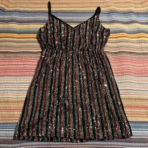 Sanctuary Sequin Mini Dress‎ Multicolor Striped Sleeveless Party Festival M
